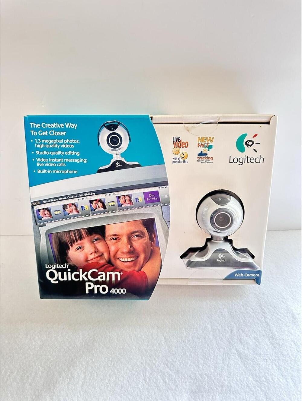 Logitech Quick Cam Pro 4000 Built in Microphone Webcam Silver USB 2.0 New in Box